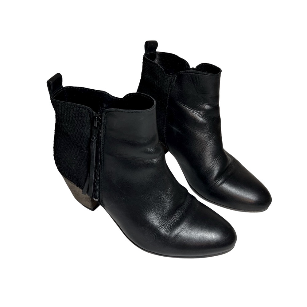 Eos Cisco Black‎ Genuine Leather Chelsea Ankle Zip up Boots snake 38 8
